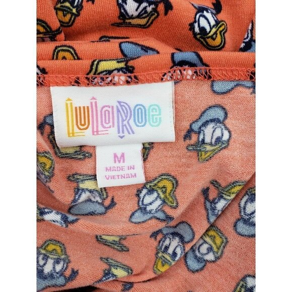 LuLaRoe Irma Tunic Top Medium Orange Donald Duck Disney Collection Tshirt - Picture 7 of 8